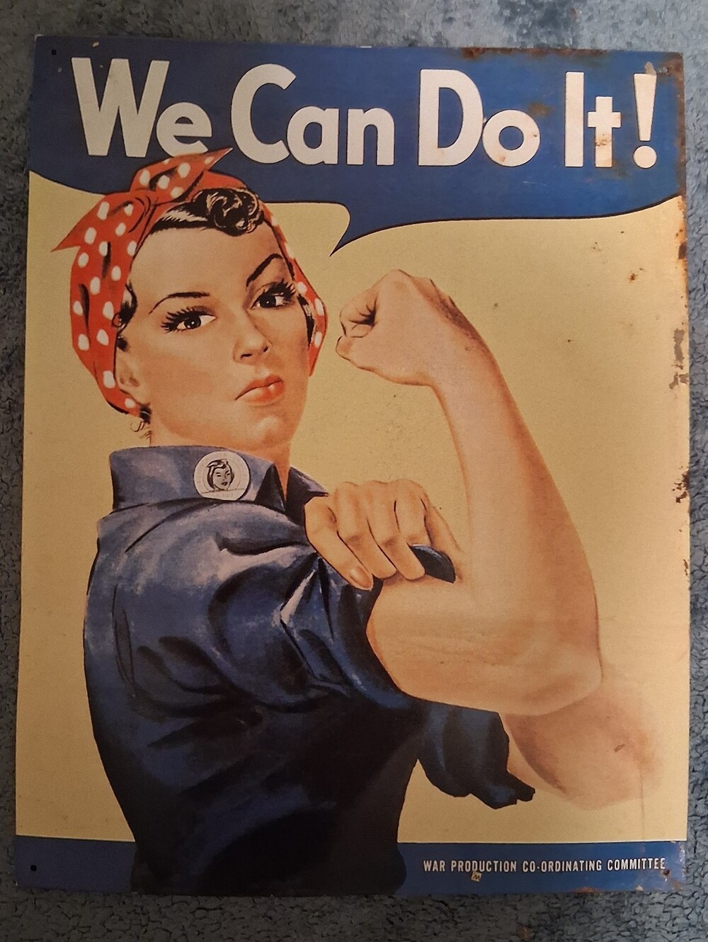 Vintage Rosie The Riveter Metal Sign